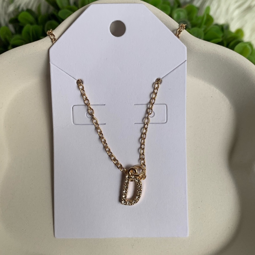 monogram initial necklace with charms on Fashion gold tone necklace